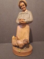 Signed Tom Clark 1992 Old Woman Feeding Chickens Figurine MINNIE #92 Gnome picture