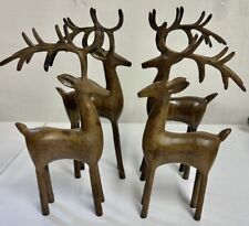 Vintage Set of 4 Christmas Metal Iron ? Brass  ? Reindeer Deer Antlers Figurines picture