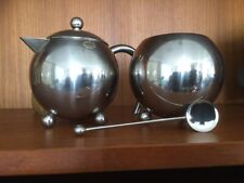 MCM Sugar & Creamer Set Stainless Steel retro coffee service W/Spoon picture