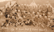 WWI 2nd Infantry Soldiers Bald Heads US Army Real Photo Postcard Rppc picture