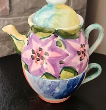 Ala Carte Teapot Set for One Floral Delightful Colorful Made In Italy picture