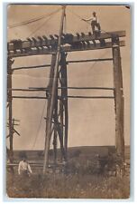 c1910's Railroad Train Bridge Construction Occupational RPPC Photo Postcard picture