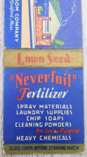 Neverfail Fertilizer Lawn Seed Allen Hersom Company Vintage Matchbook Cover Ad picture
