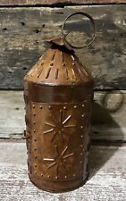 Punched Tin Rustic Primitive Lantern, 17” Tall, Candle Holder picture