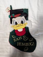Rare Disney Scrooge McDuck Bah Humbug Christmas Stocking Vintage Velvet Plush picture