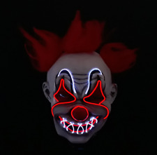 Krazy Clown Halloween Mask Purge Scary Crazy Circus Rubber Latex Red Hair LED picture