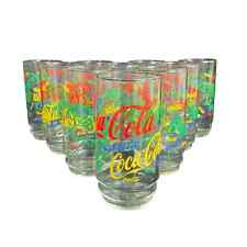 Lot of 10 Vintage 90s Coca-Cola Glass Collectible Multi Color Rainbow 1486 picture