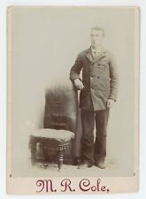 Antique Circa 1880s Cabinet Card Handsome Man Double Breasted Coat M.R. Cole picture