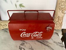 Antique Coca Cola Cooler and Tray Drink Coca Cola in Bottles Acton picture