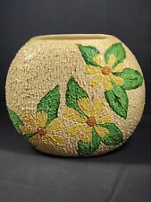 Vintage large hobbyist highly textured ceramic vase sunflower READ picture