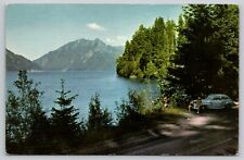 Postcard WA Lake Crescent Classic Car picture