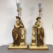 Pair of Monumental Cast Metal Roman Figure Table lamps 50