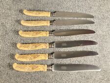 Vintage Universal Resistain 6pc Knives Stainless Sterling Carved Plastic Handle picture