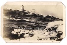RPPC CROWS NEST TOWERS Battle Ship IMMENSITY of  WAVES Ocean Storm Postcard picture