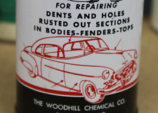 OLD CAR GRAPHIC ~early 50's era WOODHILL BODY PATCH KIT Original 8 inch Oil Can picture