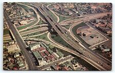 1950s DOWNTOWN LOS ANGELES CA FREEWAY SYSTEM AERIAL VIEW POSTCARD P3145 picture