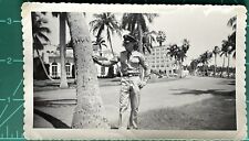 Vintage Photo Black White Snapshot Military Man Standing West Palm Beach, FL picture