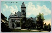 Dayton Ohio~Front of Public Library~Vintage Postcard picture