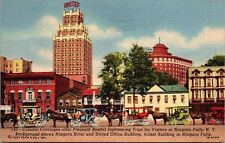 Niagara Hotel & Post Office Building Niagara Falls New York Linen Postcard picture
