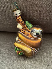 Old World Christmas SLOTH Blown Glass Glittery Christmas Ornament, Exc. Cond. picture