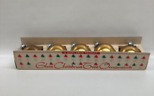 Vintage Shiny Bright Glass Christmas Ornaments Gold 5 In Sleeve Box 2.5