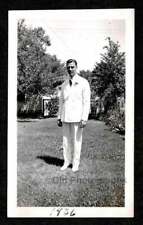1936 HANDSOME MAN/GROOM? WHITE DOUBLE BREASTED SUIT SHOES OLD/VINTAGE PHOTO-M412 picture