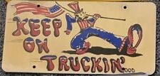 Vintage Keep On Trucking Colorful Uncle Sam Vanity License Plate America Flag picture