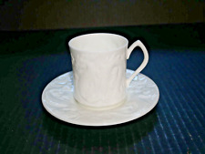 Coalport Dragon All White Bone China Cup & Saucer Embossed England by Brindley picture