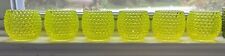 (6) Vintage Faroy USA Hobnail Round Glass Votives Toothpick Holder Yellow MCM picture