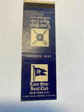 1940's Lone Star Boat Club Founded 1887 New York City NY Matchcover picture