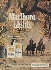 1979 Marlboro Lights Cigarettes VTG 1970s PRINT AD Cowboy Horse Fall Leaves Tree picture