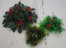 (3) Vtg Plastic Holly Berry Evergreen Pinecone Candle Rings Christmas 5”,6