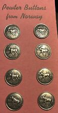 Vintage Pewter Buttons Made In Norway 🇳🇴 Moose In Woods. Great Detail picture
