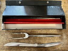 Vtg Mid Century Stainless Steel Japan Carving Set Knife And Meat Fork w/ Box MCM picture