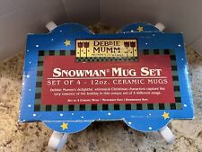 Sakura Debbie Mumm Snowman Mug Set of 4 12oz Ceramic Christmas Mugs picture