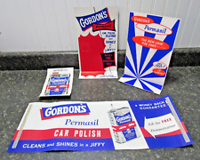 Vintage 1950s GORDON'S Permasil CAR POLISH Merchandising Kit *3 Signs-Door Decal picture