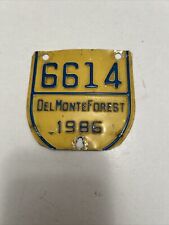 1986 Del Monte Forest - Pebble Beach Auto Car License Plate Gate Badge picture