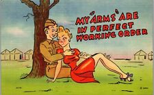 Vintage Military Humor Postcard Sexy Lady &  Soldier Linen 1942 Army Risque MWM picture