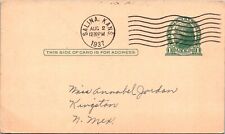 1937 US Postal Card - Salina, Kansas to Kingston, New Mexico T31 picture