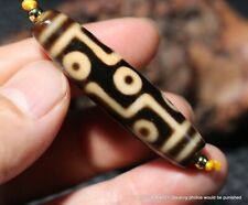 Energy Magic Tibetan Top Old Ivory Color 9 Eye of Kingdom totem dZi Bead 54MM 5A picture