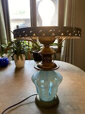 Fenton Aqua Blue glass lamp Base With 10” Fitter picture