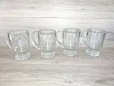 4 Vtg Clear Etched Glass Floral Heavy Glass Mugs Glasses Libbey?  picture