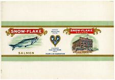 Snow-Flake Brand, Wellman Peck & Co., Salmon *AN ORIGINAL1920s CAN LABEL* picture