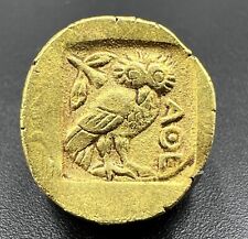 Old Antique Ancient Greek Attica Athens Antiquities Gold Coin Pendant 17 k 3.7 G picture