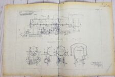 Antique Locomotive Erecting Diagram Blueprint Railroad Train Cylinders Boiler picture