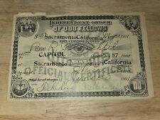 1901 INDEPENDENT ORDER OF ODD FELLOWS SACRAMENTO CALIFORNIA LDGE 87 DUES RECEIPT picture