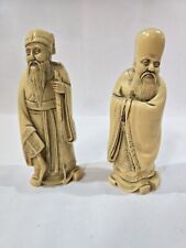 Vintage Chinese Figurines Lot Of 2 Deity Wiseman  picture