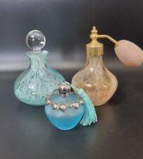 Vintage Style Set Of 3 Perfume Bottles Glass Design Bedroom Interior  picture