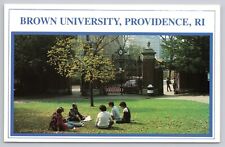 Postcard Brown University Providence Rhode Island Professor & Students on Green picture