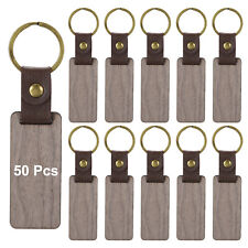 Wood Keychain Blanks, 50pcs Wooden Keychain Blanks Keychain Rectangle Walnut picture